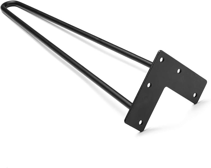 SMARTSTANDARD 16" Hairpin Furniture Legs, Metal Home DIY Projects for Nightstand, Coffee Table, Desk, etc with Rubber Floor Protectors Black 4PCS