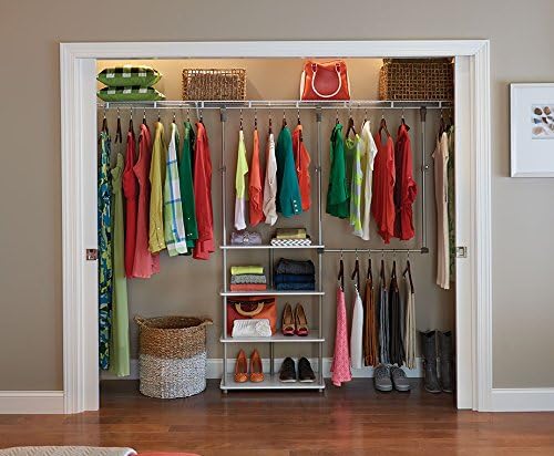 ClosetMaid® Maximizer™ Closet Accessory, Add Adjustable Storage Space, 4 Shelves, Double Hang Rod, Tool Free, Add On Unit, White
