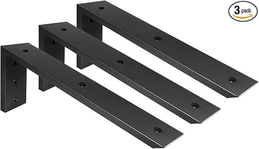 Countertop Support Bracket 3 Pack 16 inch Heavy Duty 1/2" Thick Black Black Granite Countertop Bracket 16"x6"x2.5" Shelf L Bracket Mantel Corbels for Quartz/Granite/Wood/Concret/Laminate Countertops