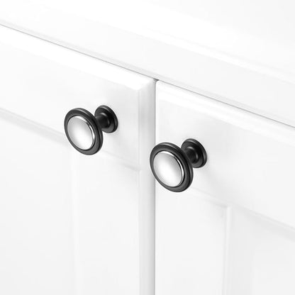 KOOFIZO 10 Pack Chrome and Black Kitchen Cabinet Knobs Polished Chrome and Black Drawer Knobs 1960 Round Single Hole Cabinet Pulls for Cabinets Drawers Dresser Cupboard Bedroom Bathroom