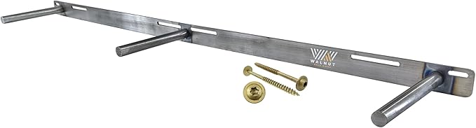 Floating Shelf Bracket - 43” Hidden Shelf Brackets, 150 LB Weight Capacity, for Shelves 43-60" Long, 3/4 Inch Industrial Solid Steel Support Rods Walnut Wood Works
