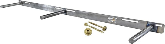 Floating Shelf Bracket - 43” Hidden Shelf Brackets, 150 LB Weight Capacity, for Shelves 43-60" Long, 3/4 Inch Industrial Solid Steel Support Rods Walnut Wood Works
