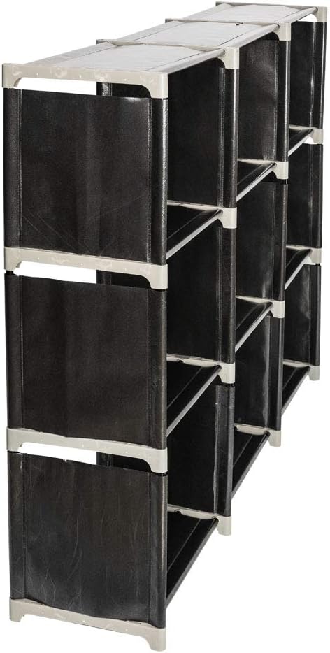 Cube Storage Organizer,9-Cube Closet Storage Shelves, DIY Plastic Closet Cabinet, Modular Bookcase, Storage Shelving for Bedroom, Living Room, Office (Black)