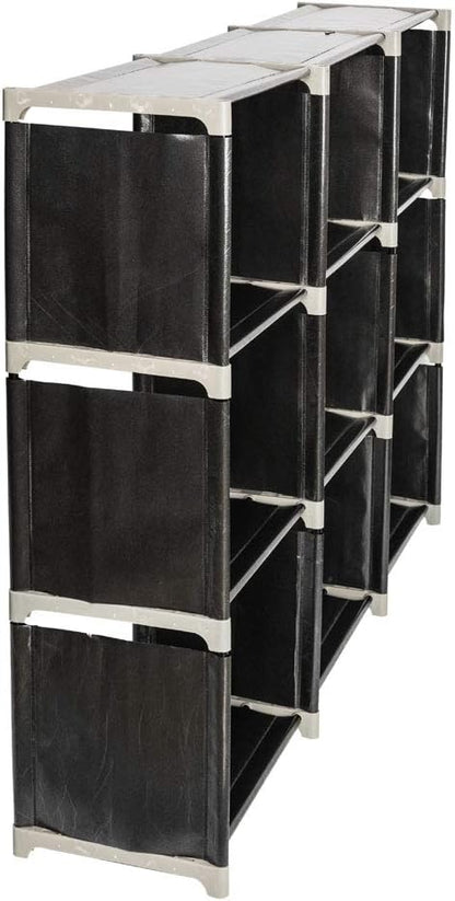 Cube Storage Organizer,9-Cube Closet Storage Shelves, DIY Plastic Closet Cabinet, Modular Bookcase, Storage Shelving for Bedroom, Living Room, Office (Black)