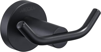 ARCORA Black Towel Hooks, SUS 304 Stainless Steel Wall Hooks, Heavy Duty Robe Hooks 1 Pack, Towel Hooks for Bathroom Wall Mounted