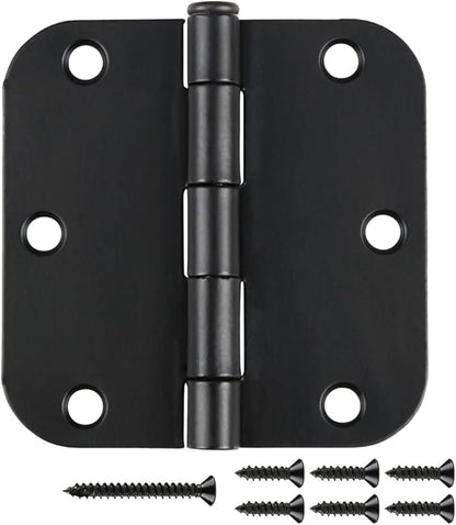 JIW 108 Pack Black Door Hinges for Doors 3.5 x 3.5 Inch Interior Matte Black Hinges for Doors 3 1/2 Inch Door Hinge 5/8 Inch Radius Corners Standard Residential