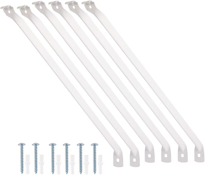 6 Packs Support Brackets for Wire Shelving, Closet Support Brackets with Anchors and Screws, Wire Closet Shelving Accessories for Wardrobe and Wall Bracket(Only include 6pack Support Brackets)