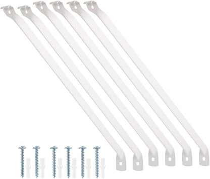 6 Packs Support Brackets for Wire Shelving, Closet Support Brackets with Anchors and Screws, Wire Closet Shelving Accessories for Wardrobe and Wall Bracket(Only include 6pack Support Brackets)