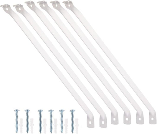 6 Packs Support Brackets for Wire Shelving, Closet Support Brackets with Anchors and Screws, Wire Closet Shelving Accessories for Wardrobe and Wall Bracket(Only include 6pack Support Brackets)
