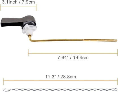 Hibbent Universal Metal Front Mount Toilet Handle Replacement Kit, Brass Toilet Flush Tank Lever with Stainless Steel Flapper Chains for Most Toilets, Gunmetal Gray