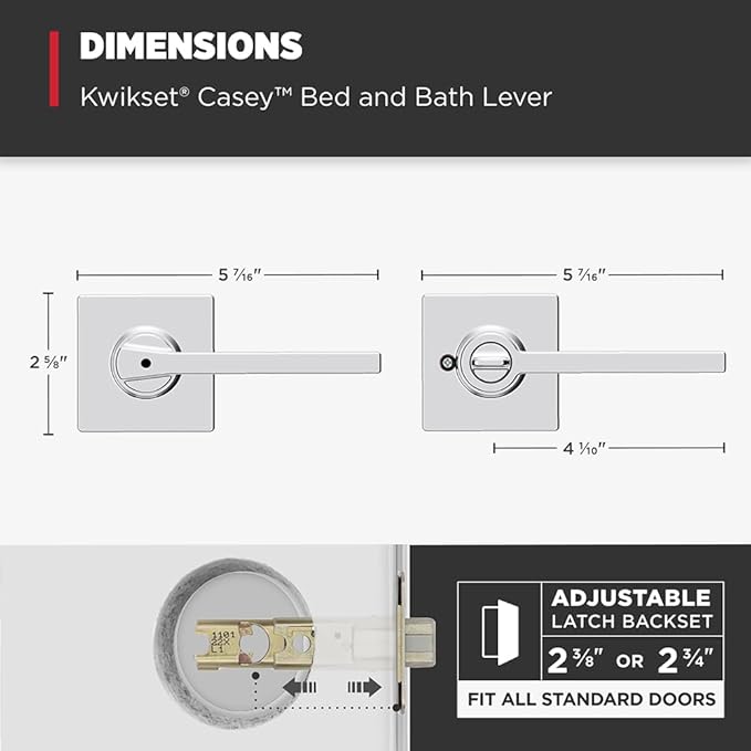 Kwikset Casey Hallway Passage and Bed/Bath Privacy Door Handle 10 Pack, 5 Passage Levers and 5 Privacy Levers, Polished Chrome Reversible Interior Handles
