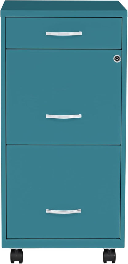 Lorell LYS SOHO Box/File/File Teal Mobile Cabinet, 3 Drawer