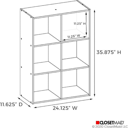 ClosetMaid Cubeicals 6 Cube Storage Shelf Organizer Bookshelf, Stackable, Vertical or Horizontal, Easy Assembly, Wood, White Finish