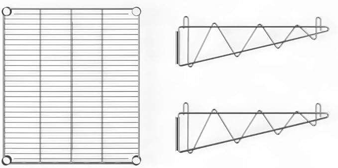21" x 24" Chrome Wall-Mounted Wire Shelf with Epoxy Coating, Heavy-Duty Steel Storage Rack, NSF Certified, Easy Installation, Open Wire Design for Kitchen, Garage, or Utility Storage
