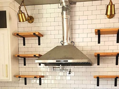 Heavy-Duty Shelf Brackets - Premium Construction Grade 1/4" (6mm) Thick Steel - Matte Black Iron Finish for Modern Farmhouse Rustic Open Shelving w/ Hardware, 4-Pack (L Bracket w/Lip, 11.25"x6")