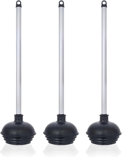 NEIKO 60180A Toilet Plungers, 3 Pack, Patented All-Angle Design, Heavy Duty, Aluminum Handle, Residential, Commercial, and Industrial Building Sanitation Use