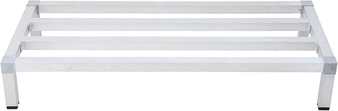 48" x 14" x 8" Aluminum Dunnage Rack | 1000 Lb Capacity | Low Shelf for Off-Floor Storage in Restaurants, Kitchens, Supermarkets, and Grocery Stores