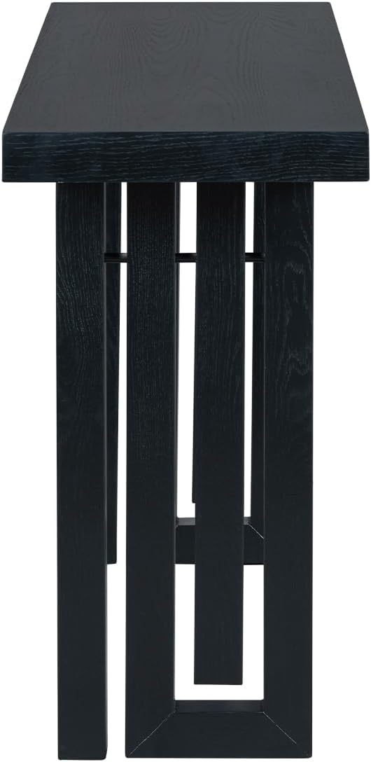 Uniquely Designed Oak Veneer Console Table, Modern Long Sofa Side Table with Distinctive Side Shapes, Suitable for Entryway, Hallway, Living Room, Foyer, Corridor,Easy Assembly (Black-41RT)