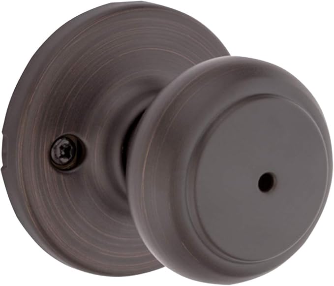 Kwikset Cove Interior Privacy Door Knob with Lock, Door Handle For Bathroom and Bedroom, Venetian Bronze Keyless Turn Lock Doorknob