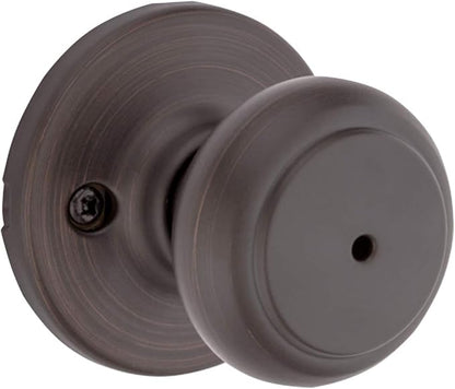 Kwikset Cove Interior Privacy Door Knob with Lock, Door Handle For Bathroom and Bedroom, Venetian Bronze Keyless Turn Lock Doorknob