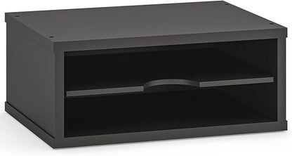 Ballucci File Organizer, 2-Tier Document Paper Sorter, Stackable Wood Desk Organizer Mail Holder, Monitor Stand with Storage Shelves, Black