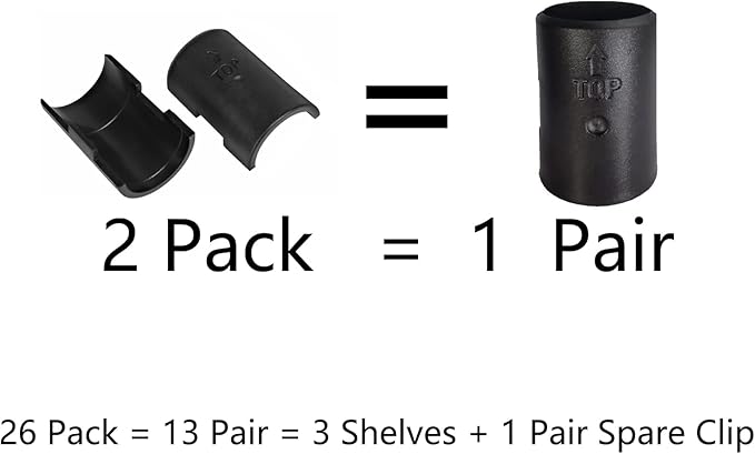 WAFJAMF 26 Pack Wire Shelving Shelf Lock Clips for 1" Post- 13 Pairs Shelving Sleeves Replacements for Wire Shelving System