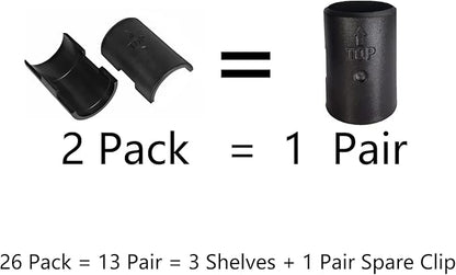 WAFJAMF 26 Pack Wire Shelving Shelf Lock Clips for 1" Post- 13 Pairs Shelving Sleeves Replacements for Wire Shelving System