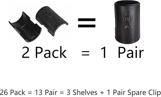 WAFJAMF 26 Pack Wire Shelving Shelf Lock Clips for 1" Post- 13 Pairs Shelving Sleeves Replacements for Wire Shelving System