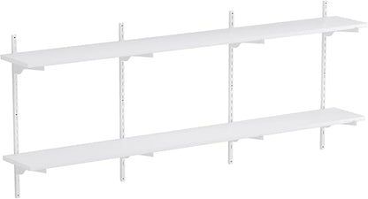 Wallniture Turin 60 inch x 8 in Floating Shelves for Wall Decor, Floating Book Shelf for Living Room, Wall Shelves with Adjustable Standard Rail Bracket System, White, Wood