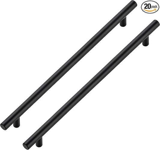 JOY DECOR 20 Pack Cabinet Handles, Black Cabinet Pulls, 10 in Hole Center Kitchen Hardware, Stainless Steel T Bar Handles for Dresser Drawers