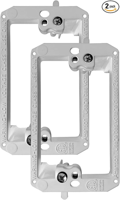 BestMounts - 2 Pack Low Voltage Mounting Brackets 1 Gang for Drywall Outlet Cable Pass Through Wall Plates - Cable Wall Plate Bracket for Old Work, Telephone Wire, Network Cable, HDMI, Speaker Wire