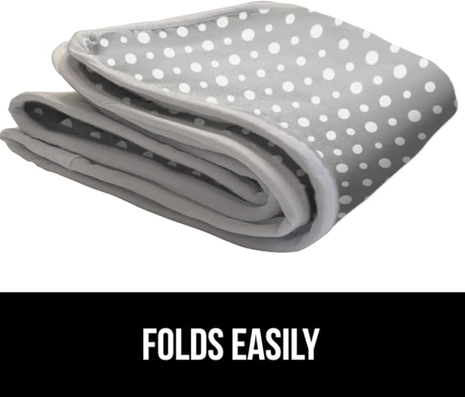 GORILLA GRIP Ironing Mat, Portable Iron Pad, Magnetic Cover for Top of Laundry Washer, Dryer, Tabletop, Countertop Padded Blanket, Silicone Coating and Scorch Resistant, Travel Size 28x24, Polka Dots