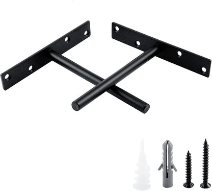 Antrader 4PCS Black Floating Shelf Brackets Blind Hidden Bracket Shelf Support Steel Wall DIY Heavy Duty Screws and Wall Plugs Included, Rod Length 6.1″