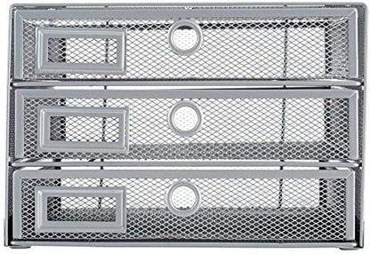 Annova Desk Organizer Wire Mesh 3 Tier Sliding Drawers Paper Sorter/Multifunctional/Premium Solid Construction for Letters, Documents, Mail, Files, Paper, Kids' Art Supplies (Silver)