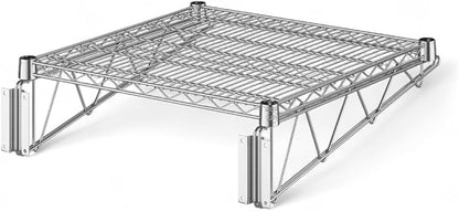 24" x 24" Chrome Wall-Mounted Wire Shelf with Epoxy Coating, Heavy-Duty Steel Storage Rack, NSF Certified, Easy Installation, Open Wire Design for Kitchen, Garage, or Utility Storage
