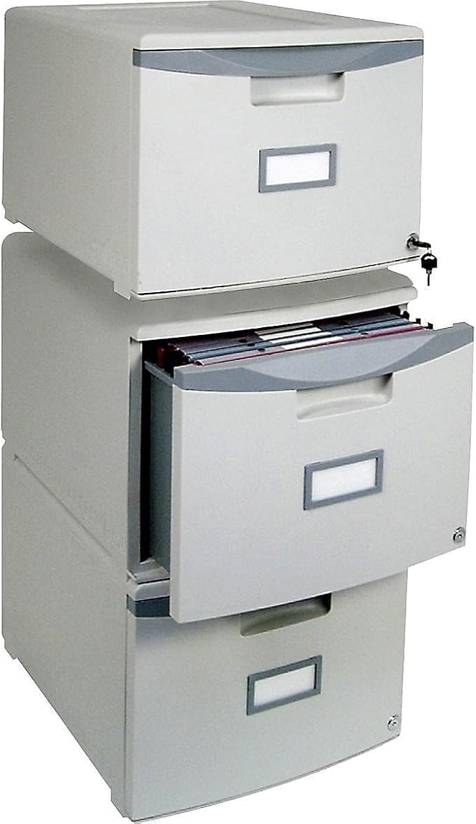 Storex Plastic One-Drawer File Cabinet – Locking Document Organizer for Home and Office, Gray, 1-Pack (61251B01C)
