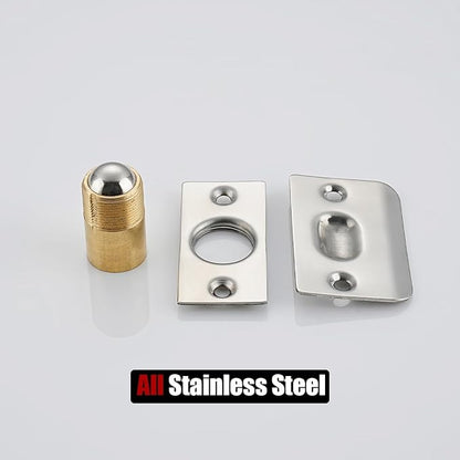 JQK Closet Door Ball Catch Hardware, Stainless Steel Catch Adjustable with Strike Plate, Polished Chrome 2 Pack, HBC100-CH-P2