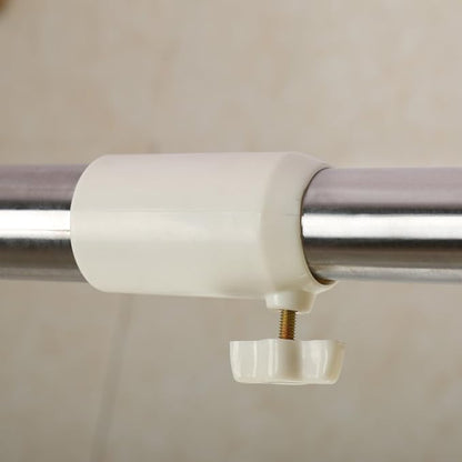 BAOYOUNI Adjustable Shower Curtain Tension Rod Square Head Decorative Straight Expandable Shower Curtain Rail Pole Bar Clothes Hanger, Ivory, 45-66.9 Inches Inches