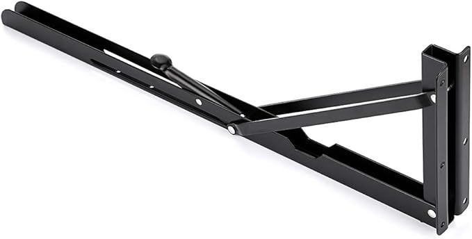Sumnacon 2 Pcs 20 Inch Sturdy Folding Shelf Brackets - Heavy Duty Triangle Table Bench Folding Shelf Brackets, Wall Mounted Metal Folding Shelf Hinge, Black