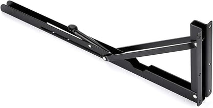 Sumnacon 2 Pcs 20 Inch Sturdy Folding Shelf Brackets - Heavy Duty Triangle Table Bench Folding Shelf Brackets, Wall Mounted Metal Folding Shelf Hinge, Black