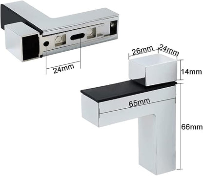 awen 2 Pcs Adjustable Wood/Glass Floating Shelf Brackets Wall Mount, Polished Chrome