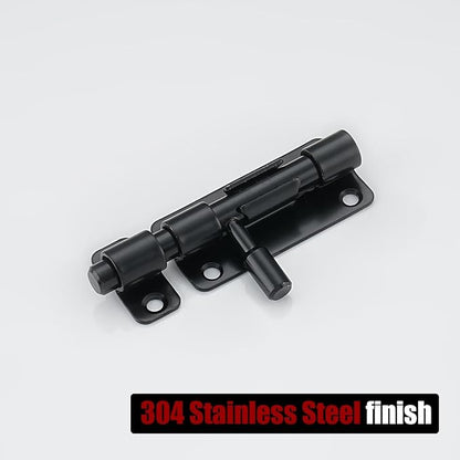 JQK Door Security Slide Latch Lock Barrel Bolt, 304 Stainless Steel Sliding Gate Latches Thickened 1.4mm with Padlock Hole, Black, 2 Pack HBB120-BK-P2