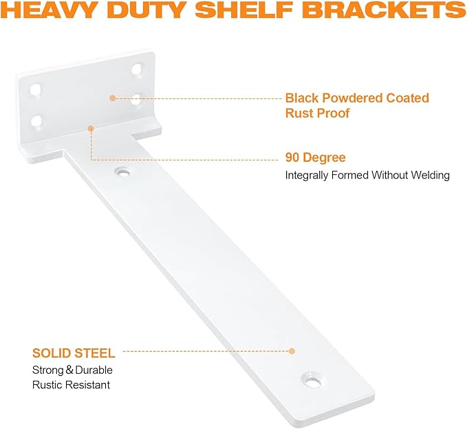 Floating Shelf Brackets 6 inch 4 Pack L Brackets for Shelves White Metal Heavy Duty Shelf Brackets for DIY Decorative with Mounting Hardware