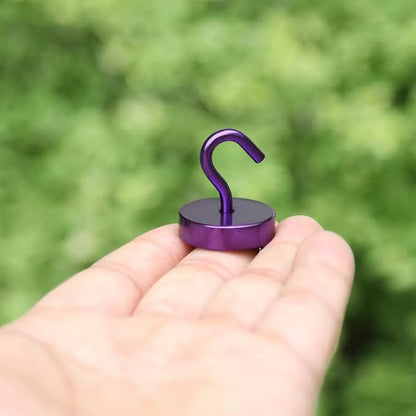 Neosmuk Magnetic Hooks, Cruise Ship Essentials, 80lb+ Heavy Duty Magnetic Hooks for Cruise Cabins, Refrigerator, Grill, Hanging, and Travel | Extra Strong Must-Haves Magnet Hook,Purple, 5 Pack