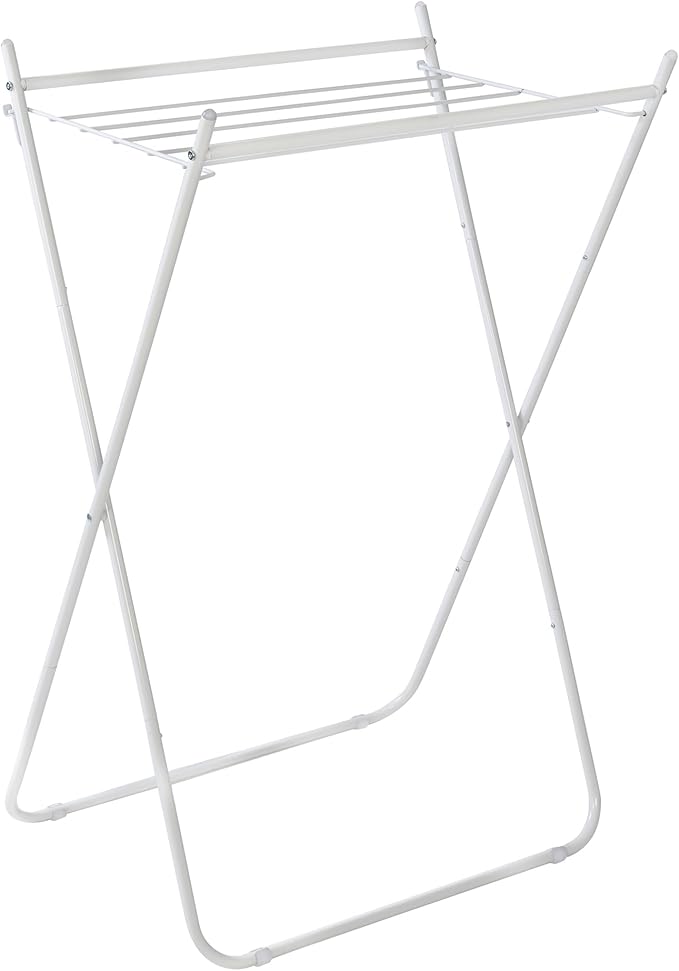 Honey-Can-Do Easy-Fold Collapsible Clothes Drying Rack – Sturdy Metal Laundry Rack, Holds 40 lbs., Space-Saving Clothes Rack, Towel Rack, Foldable Laundry Drying Rack for Indoor/Outdoor Use – White