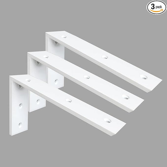 Heavy Duty 3 Pack 12 inch White Granite Countertop Support Bracket - 12"x6"x2.5" Shelf L Bracket Mantel Corbels for Quartz/Granite/Wood/Concrete/Laminate Countertops
