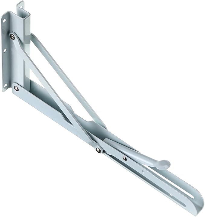 Sumnacon Sturdy Folding Shelf Brackets - Heavy Duty Metal Triangle Table Bench Folding Shelf Brackets, 2 Pcs Folding Shelf Hinge Wall Mounted (12 Inch, White)