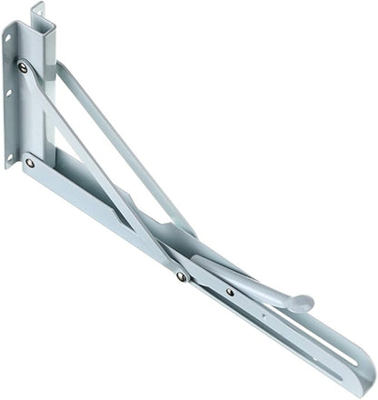 Sumnacon Sturdy Folding Shelf Brackets - Heavy Duty Metal Triangle Table Bench Folding Shelf Brackets, 2 Pcs Folding Shelf Hinge Wall Mounted (12 Inch, White)