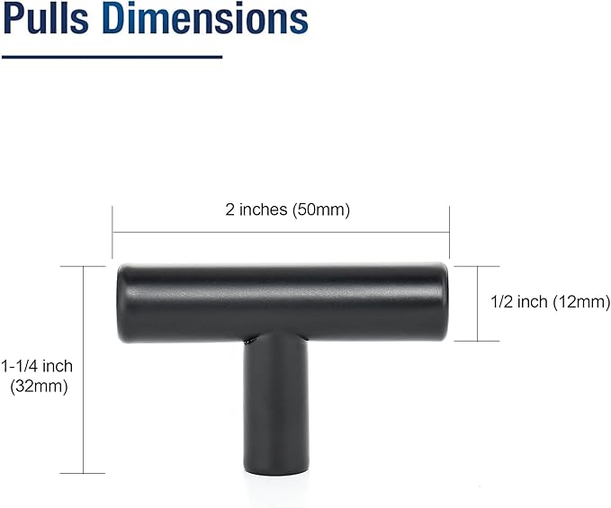 JOY DECOR 25 Pack Cabinet Knobs, Black Cabinet Handles, 2in Kitchen Cabinet Knobs, Single Hole Drawer Knobs for Dresser Drawers