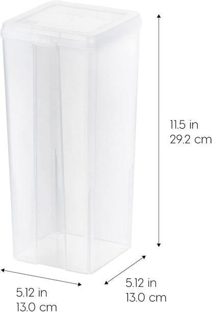 IRIS USA Vertical Plastic Flip Top Storage Containers Bins with Lids for Pantry, Home, Office, Organization, Large, Stackable Hinged Organizer with Latches, Clear, 6 Pack
